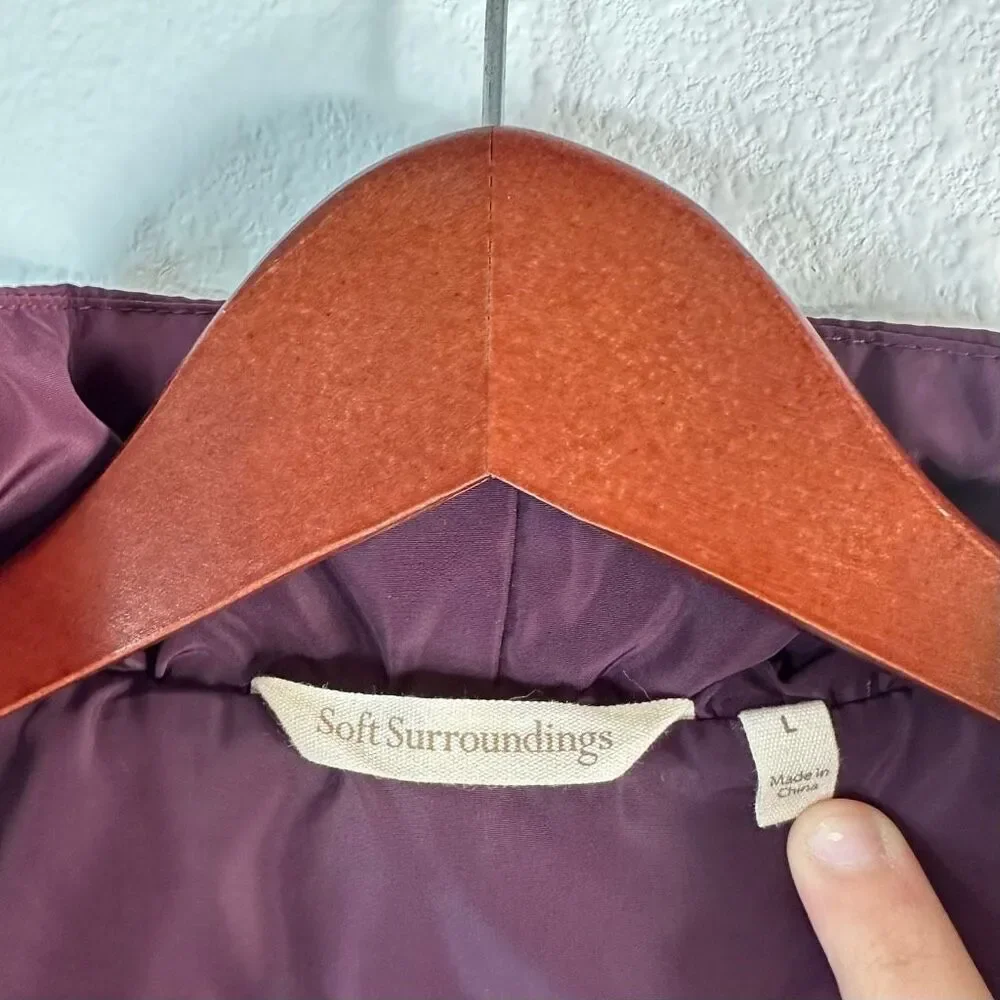Soft Surroundings Saint Aubin Purple Quilted Vest Ruffle Trim Womens Large - Picture 4 of 7